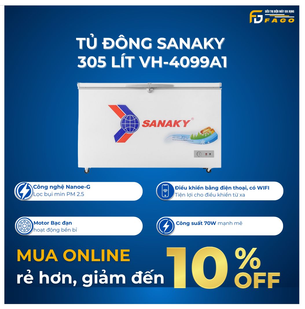 Tủ đông Sanaky 305 lít VH-4099A1