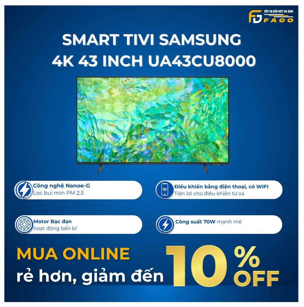 Smart Tivi Crystal UHD Samsung 4K 43 inch UA43CU8000	
