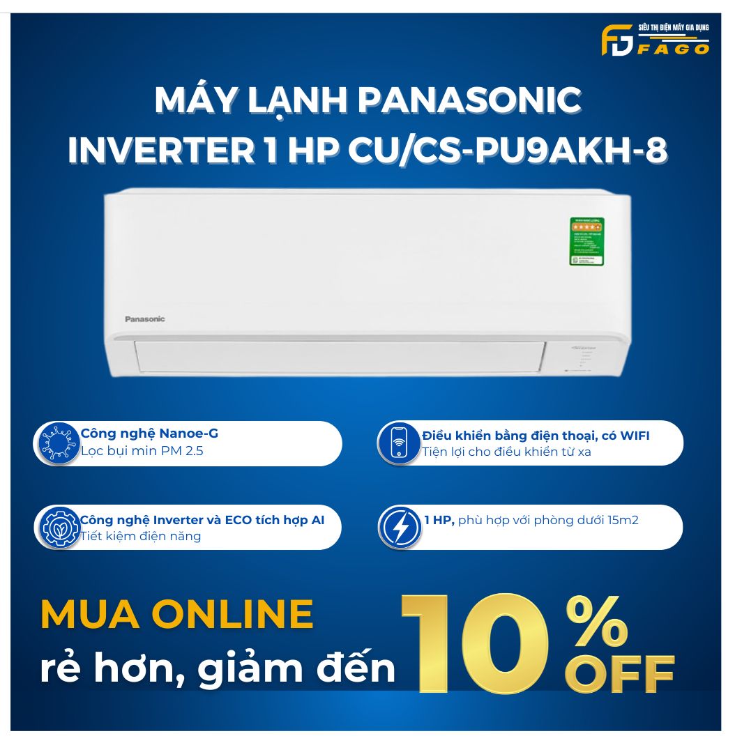 Máy lạnh Panasonic Inverter 1 - 2.5 HP CU/CS-PU9AKH-8