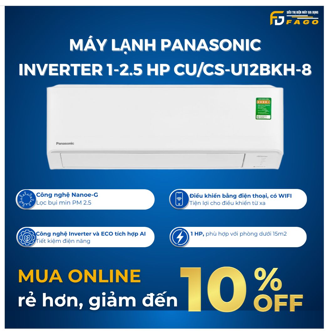 Máy lạnh Panasonic Inverter 1-2.5 HP CU/CS-U12BKH-8