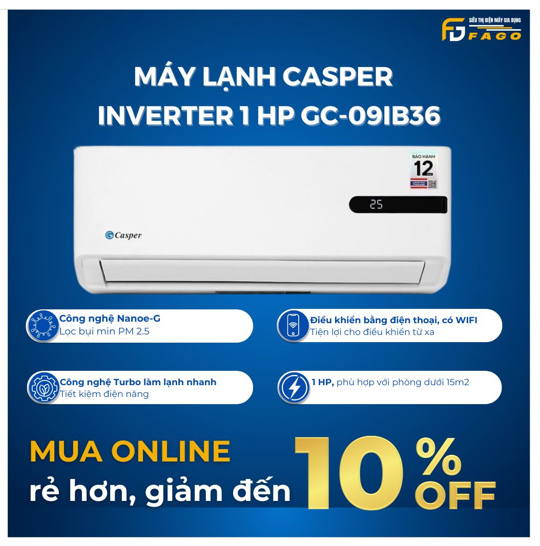 Máy lạnh Casper Inverter 1-1.5 HP GC-09IB36	