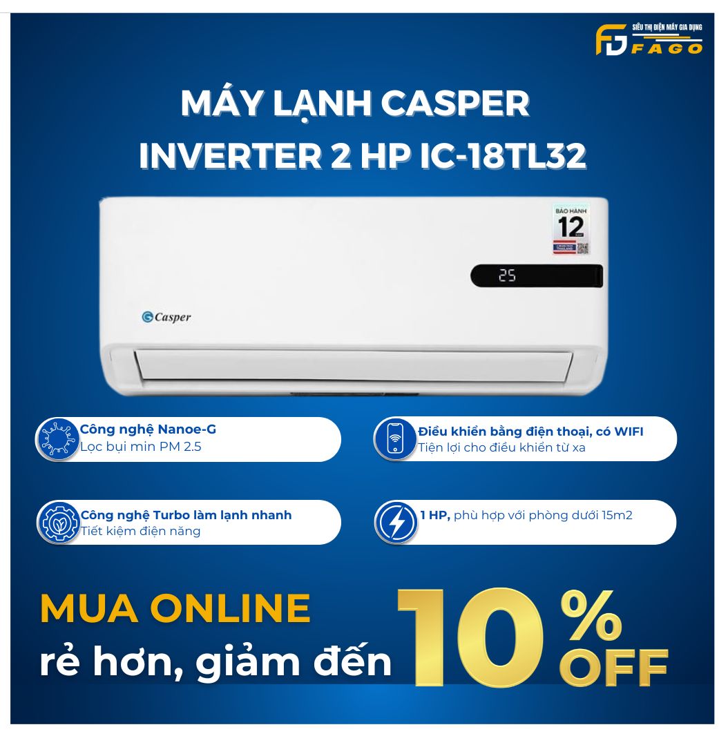 Máy lạnh Casper Inverter 2 HP IC-18TL32	