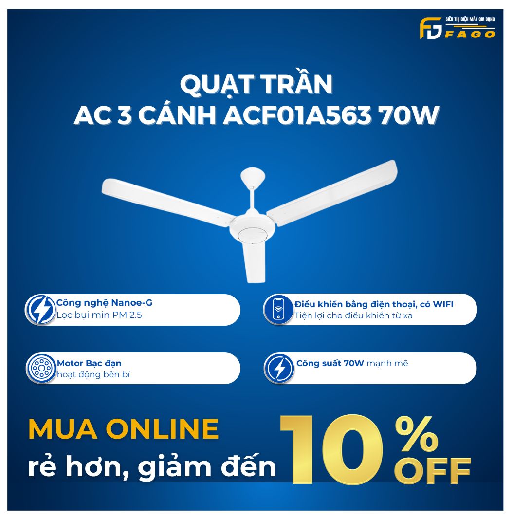 Quạt trần AC 3 cánh ACF01A563 70W	